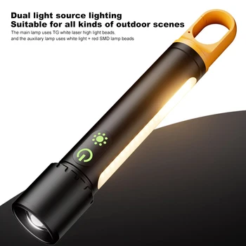 10W LED Camping Powerful Flashlight with Side Lights Strong Light Flashlight USB Charging Power Bank for Outdoor Hiking Fishing 2