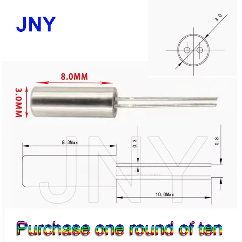10PCS DT-308 50KHZ cylindrical direct insertion crystal oscillator 3MM * 8MM high-precision quartz crystal resonator