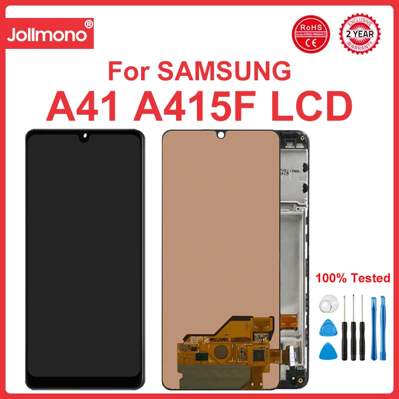 Schermo Super Amoled A41, Per Samsung Galaxy A41 A415 A415F Display Lcd Touch Screen Digitizer Con Sostituzione Del Telaio