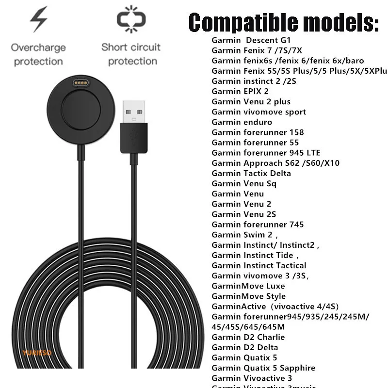 KFZ Ladekabel für Garmin Fenix 7, 6, 6 Pro, 6X Pro, Vivoactive 4