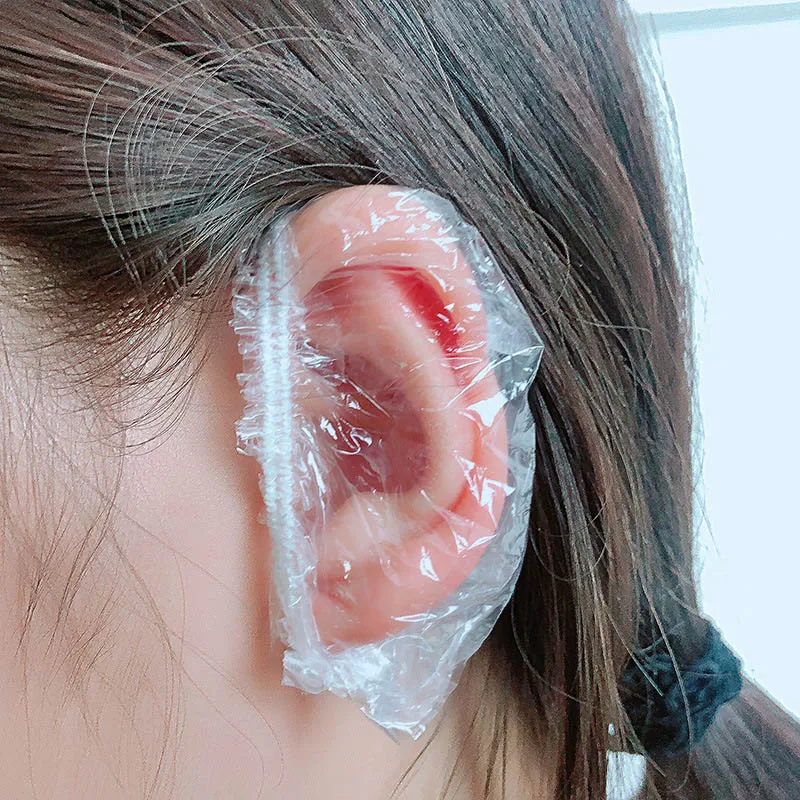 Hair Dye Ear Muffs 100Pcs Disposable Waterproof Ear Cover Baking Oil Wash Shower Bathing Barber Hairdressing Cleaning Accessories