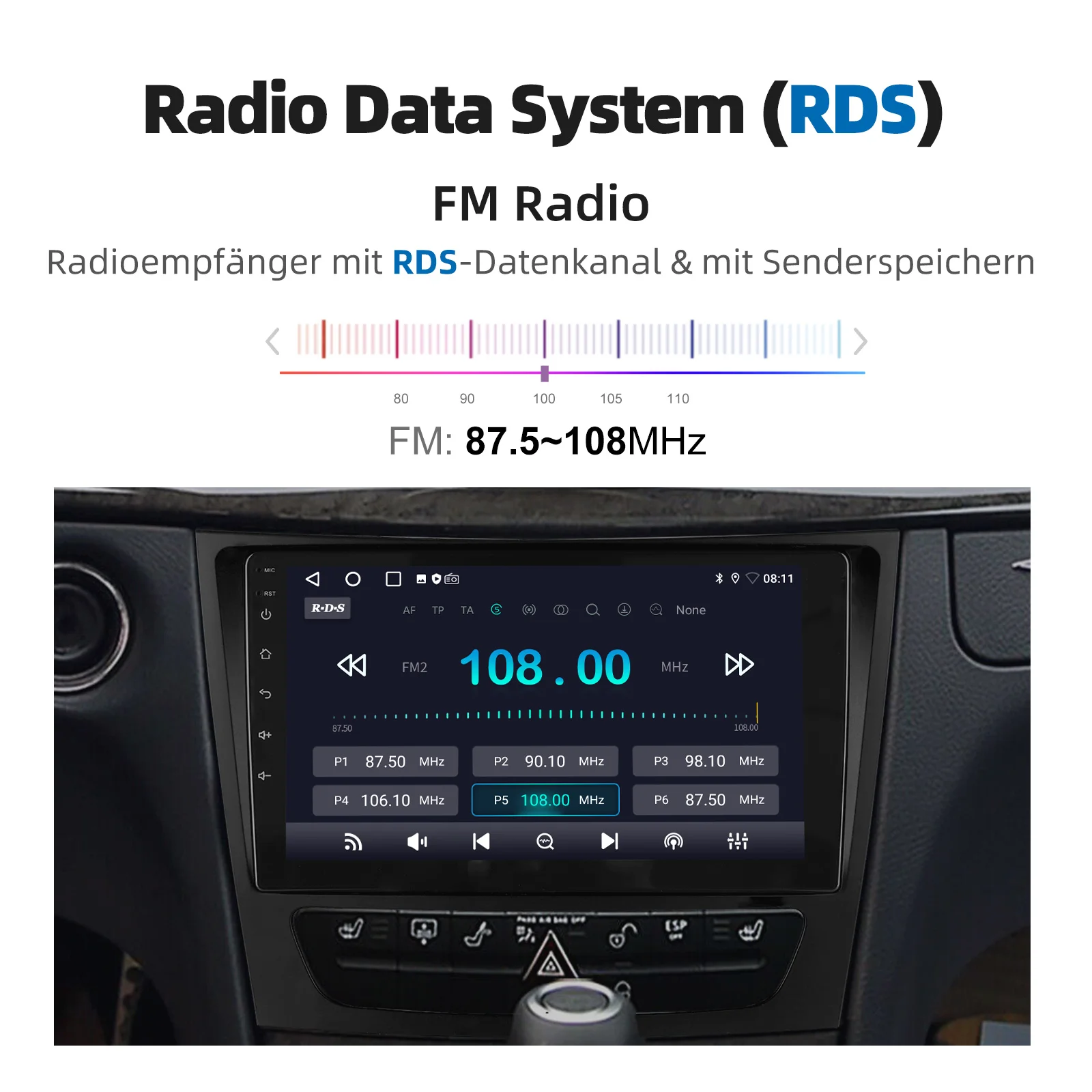 ESSGOO 9 Zoll Touchscreen 4 Kerne Android 13 32G/64GB für Mercedes GLS E-Class W211 W219 CarPlay Autoradio Radio GPS Navigation BT FM RDS Multimedia Player Display – Detail 13