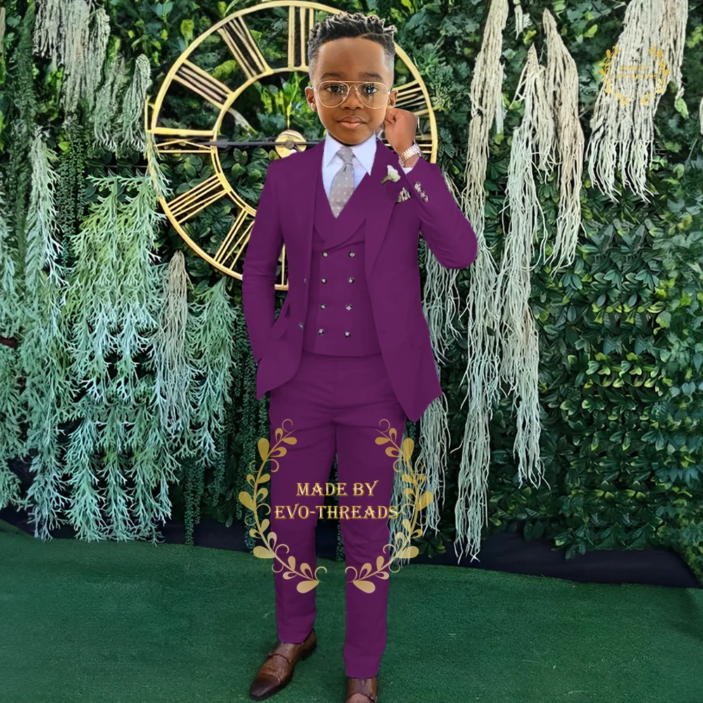 Boys Suits Beige 3-Piece Slim Fit Jacket Vest Pants Kids Outfit Formal Attire for Wedding Campus Prom Birthday Party boys formal suit set