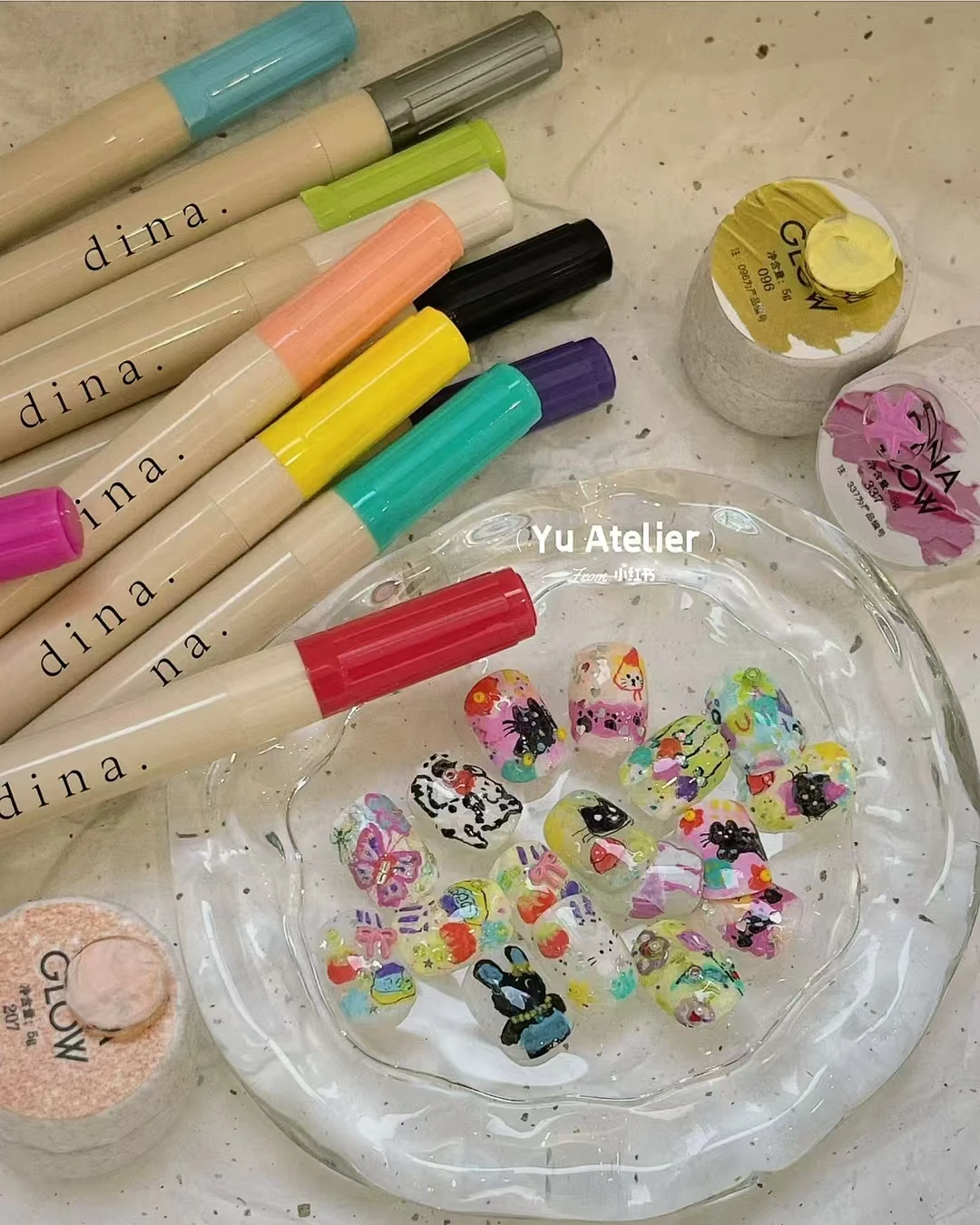 New Product Dina Candy Nail Art Painting Pen 12Colors Ins Wind Hand-painted Korean Cute Wind For Nail Shop Diy Art Tool Manicure