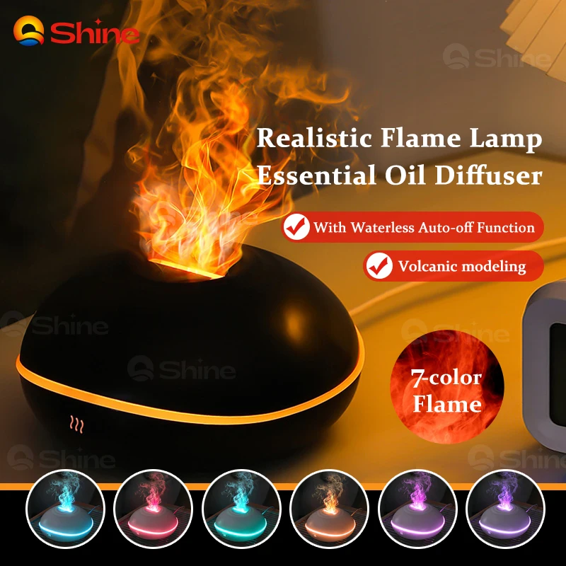 Diffuser Essential Oils Air Humidifier With 7 Color Led Fire Flame Ultrasonic Mist Maker Fogger Water Replenisher Aroma Diffuser tvstick iatv q3 tv stick fire 2gb 16gb android10 0 stick with bt voice remote support 5g wifi bt ip tv streaming media player