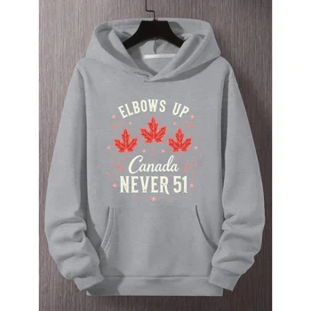 سويت شيرت رجالي بغطاء للرأس مقاس كبير مع أوراق القيقب الكندنافية ذات رسومات جريئة وفضفاضة وأكمام طويلة غير قابلة للتمدد