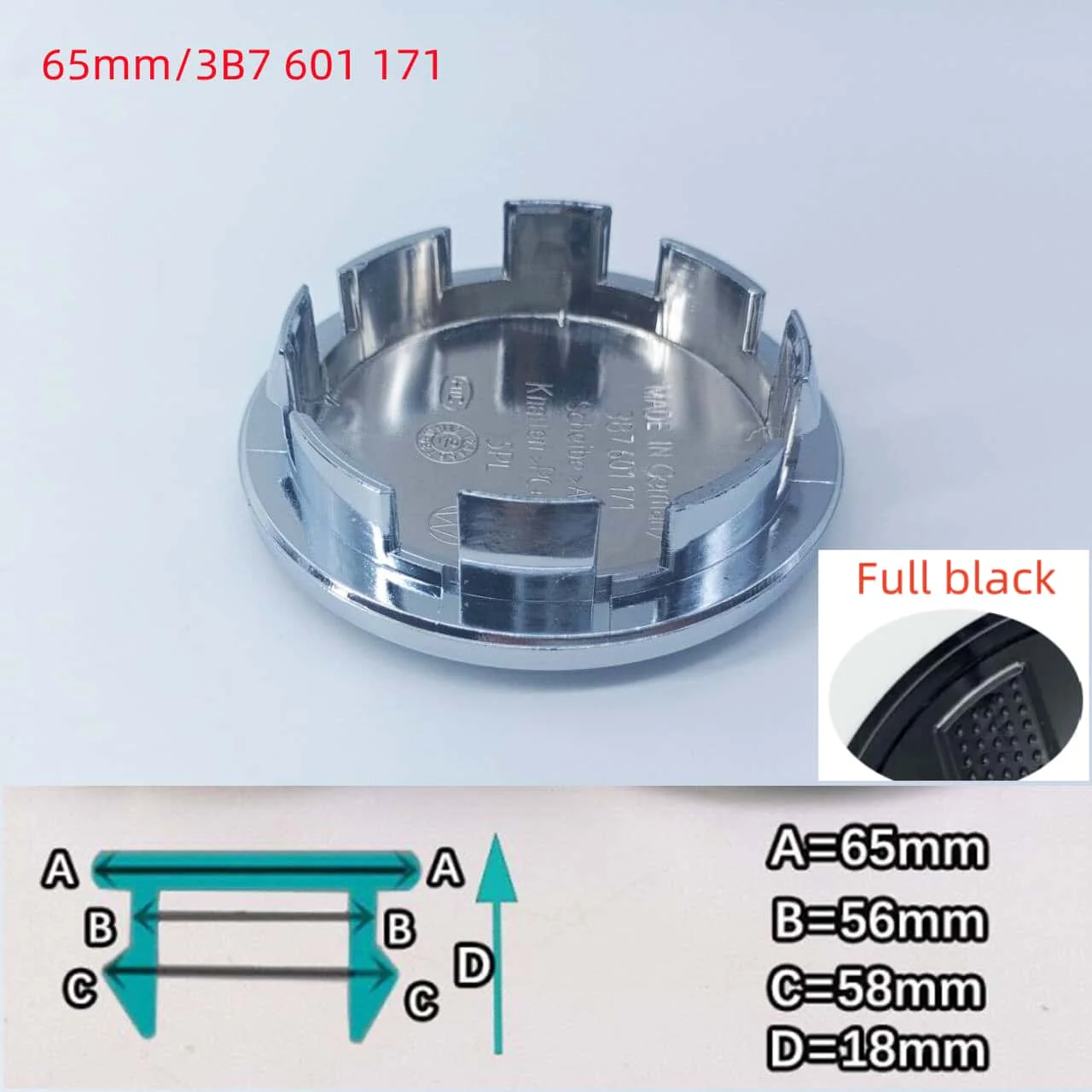 10PCS Full Black Wheel Center Caps Hub Covers - Car Styling Accessories