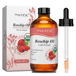 Premium Moroccan Argan & Jojoba Oil Blend - 118ml Cold Pressed USDA Certified Pure for Skin, Hair, and Body Massage (Rosehip Oil)