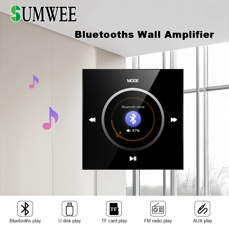 Bluetooths in Wall Amplifier Mini Stereo Home Theater Sound Systems Audio Fm Radio Aux Hotel power amplificador ceiling speakers