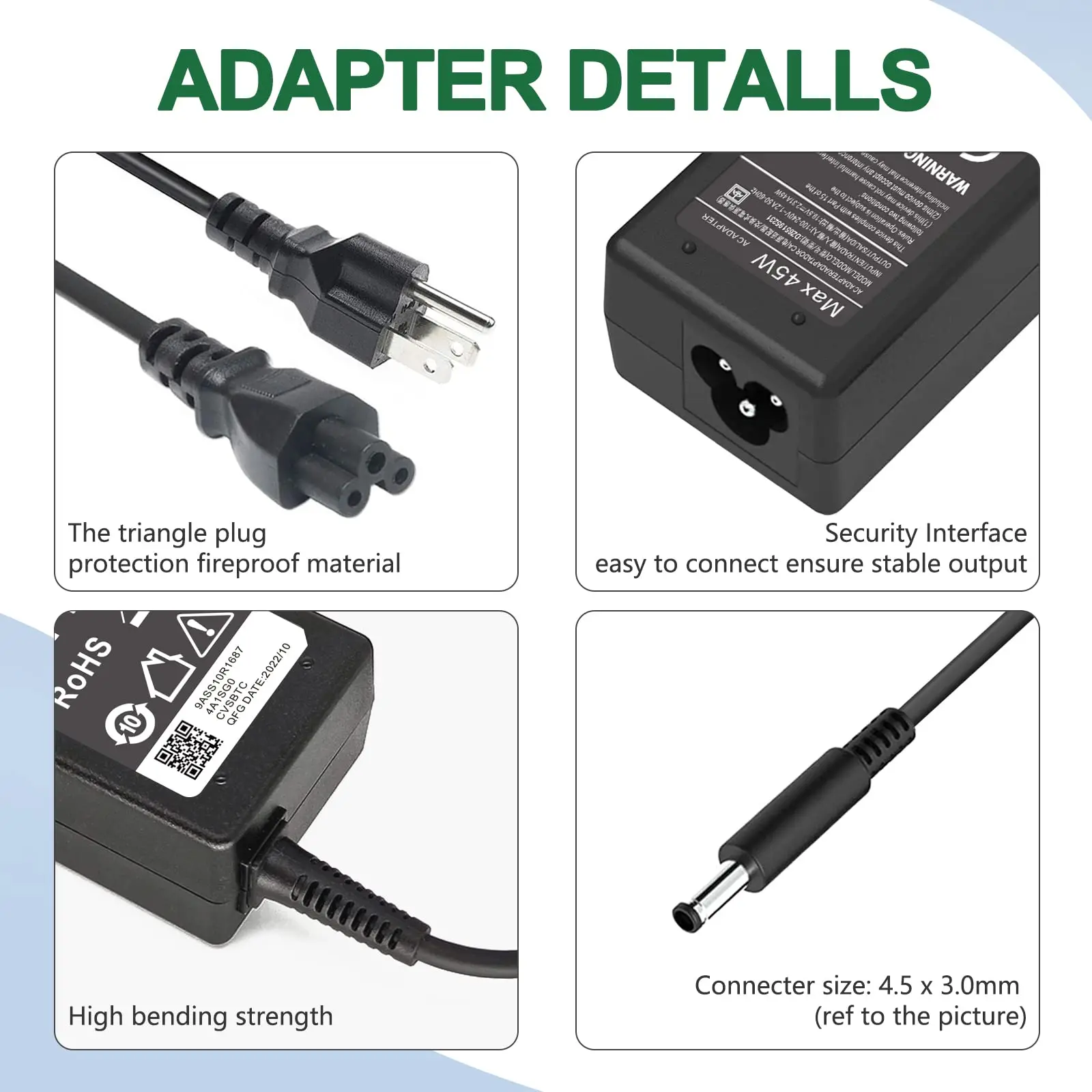65W Charger For Dell Laptop Charger AC Adapter For Dell Inspiron 15 3000 5000 Series Laptop Power Supply Cord power adapter laptop charger
