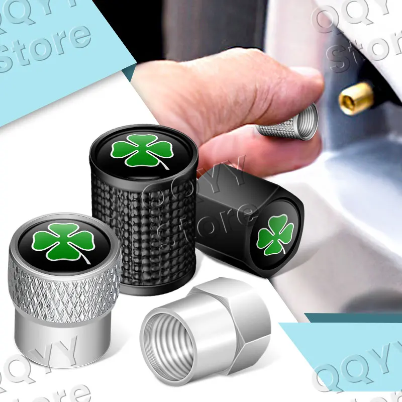 Alfa Romeo Exterior Decor: Four Leaf Clover Wheel Valve Caps - Set of 4