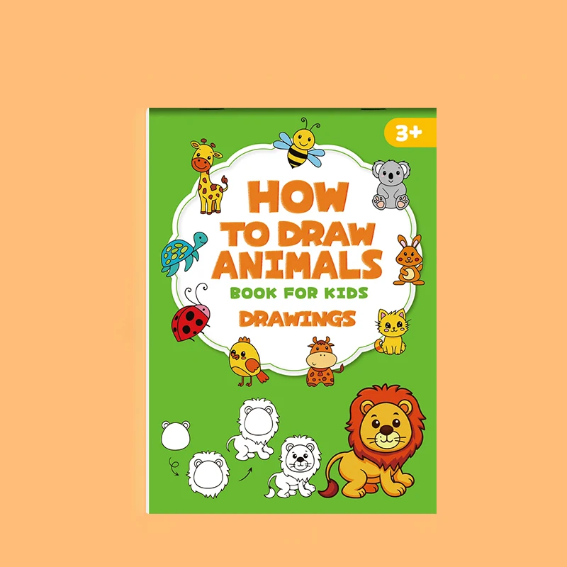 How To Draw Animals Book for Kids 32 Pages Drawing Coloring Book Complete Painting in 4 Simple Steps 96 Cute Animal Characters