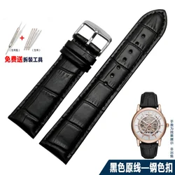 Premium Genuine Leather Watch Strap - Cowhide Band for Men and Women, Available in Multiple Sizes (Black - silver)