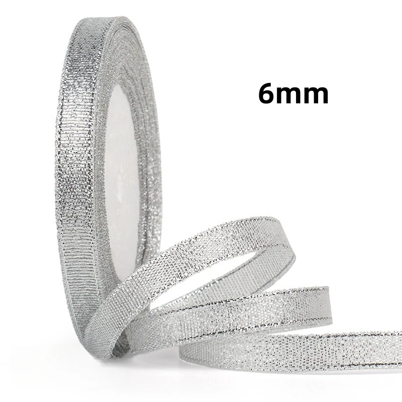 Gold Silver Glitter Ribbon - 25 Yards for DIY Crafts, Gift Wrapping, and Decoration