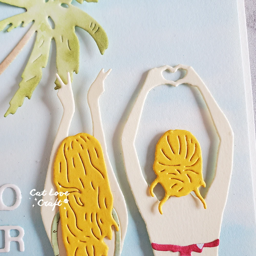 Catlove Sommer Zurück Silhouette Metall Schneiden Stirbt Scrapbooking Form Schablone Stanzen Karte, Der DIY Handwerk Präge Neue Stirbt – Detail 12