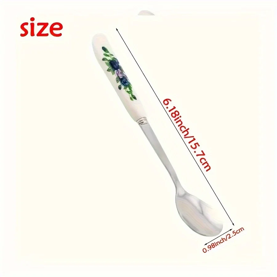 Stainless Steel Coffee Spoons With Ceramic Handles 6pcs Perfect For Mixing Sugar Ice Cream Kitchen & Dining Accessories stainless steel spoon stainless steel spoon set