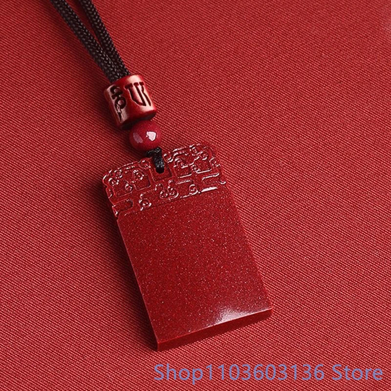 

Buddhist scriptures Natural High Content Raw Ore Purple Red Cinnabar Couple's Brand Cinnabar Pendant Necklace artwork gift