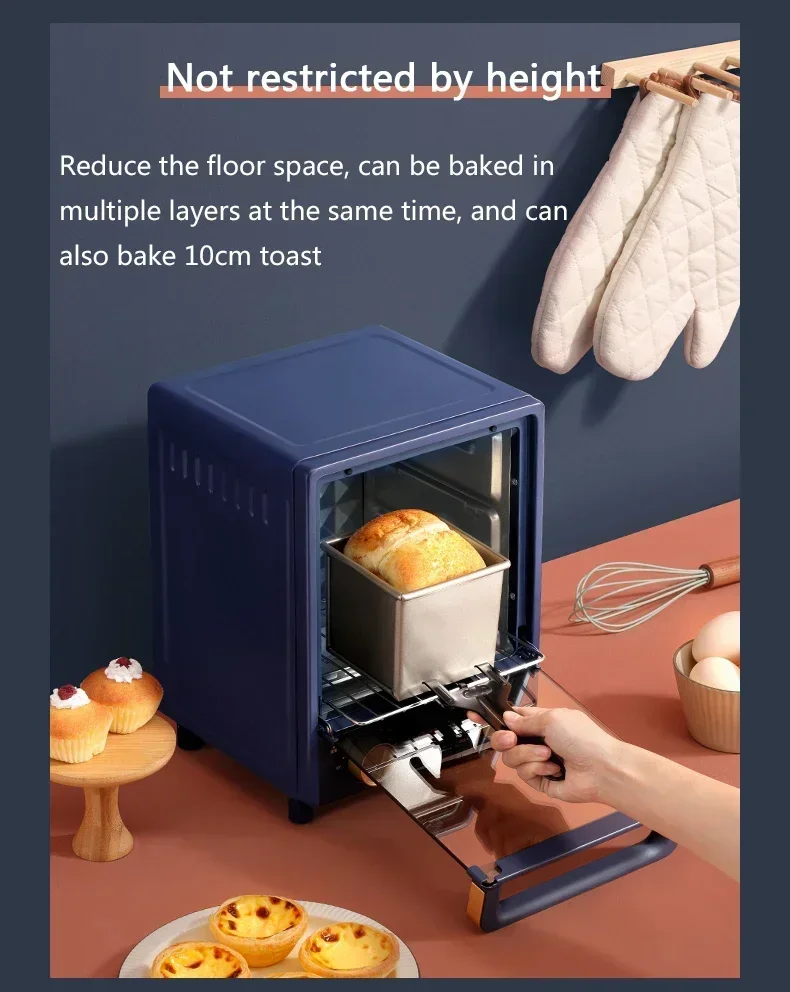 Description Picture 4 of item12L Household Electric Baking Oven Mini Vertical oven Intelligent Pizza Dessert Cake Maker 60min Timing Baking Tools 220V