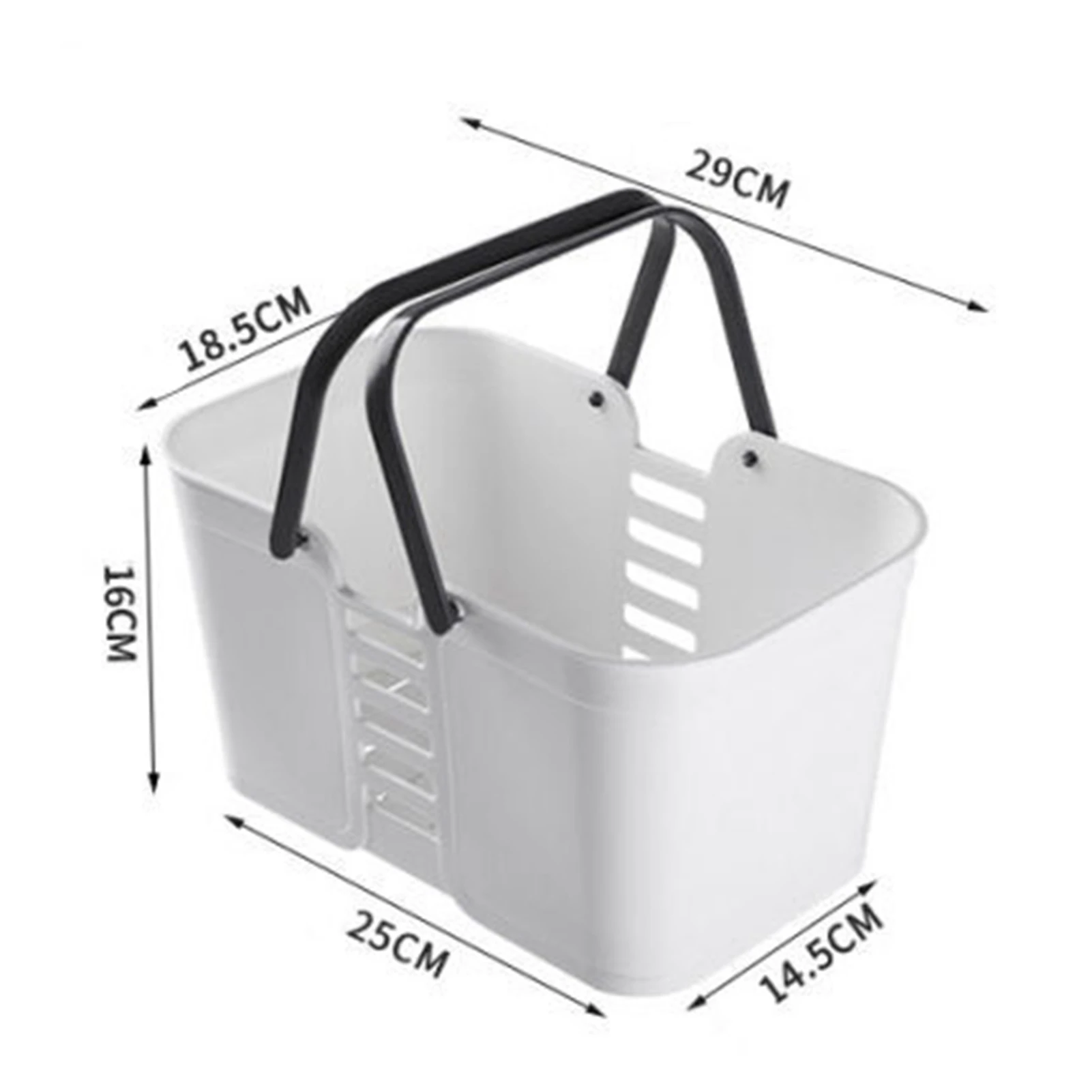 Bathroom Storage Basket Plastic Handheld Large Capacity Draining Thickened Heightened Square Toiletry Basket 1pc