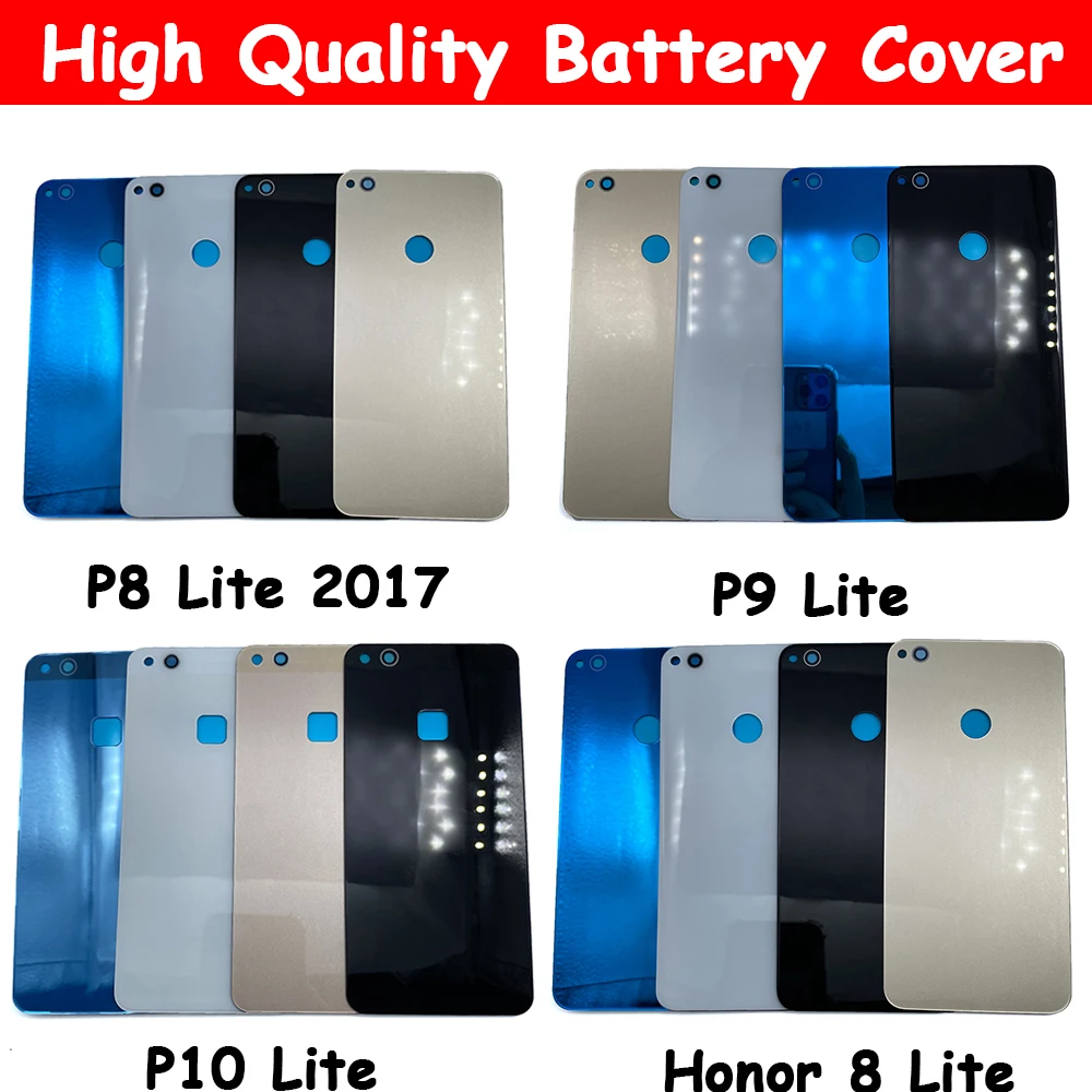 

10Pcs High Quality Back Battery Glass Cover Housing Door Rear Case With Sticker For Huawei P8 Lite 2017 / P9 Lite / P10 Lite