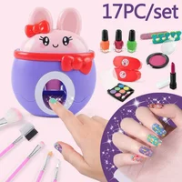 17Pcs/Set DIY Nail Printer Manicure Makeup Toys Kids Nail Art Kit Pretend Play Toys Set Gift For Girls Toys Nail Stamper Set 1