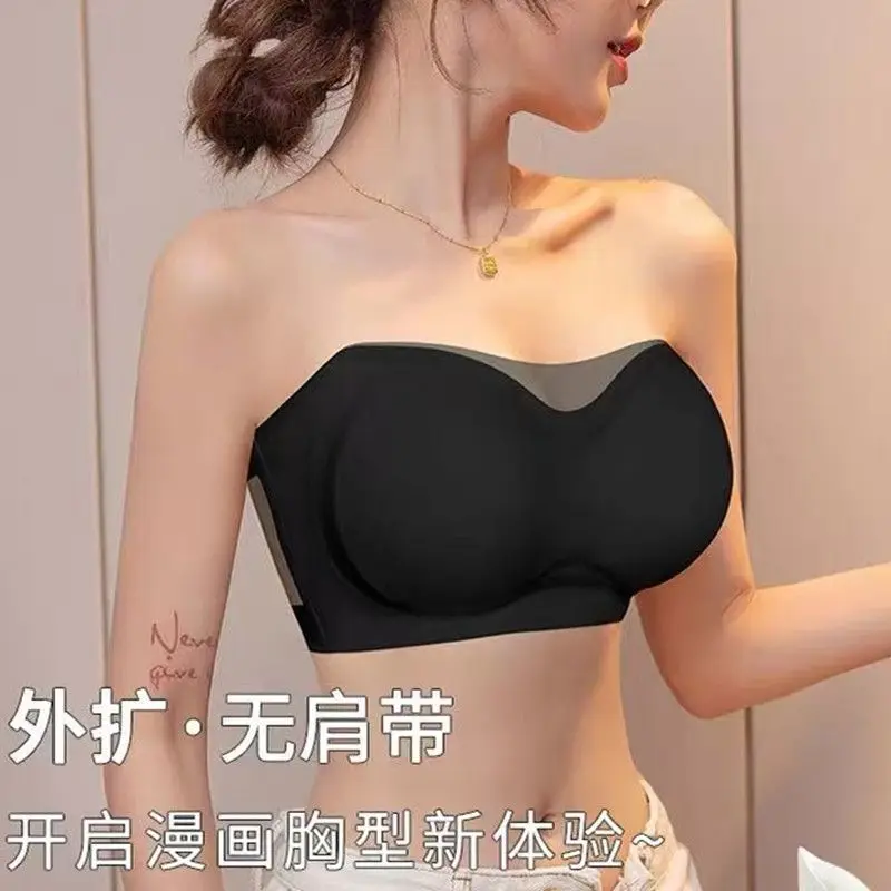 10CM Extra Thick Cooling Seamless Strapless Bra Push Up Tube Top for Small Chest, Anti-Slip Lift, Anti-Sagging Invisible Bra 3
