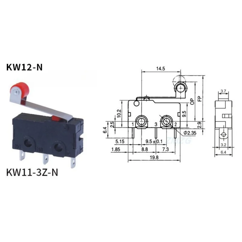 Set of 10 Durable Miniature Limit Switches with Self-Resetting Function, 5A 125/250V Capacity