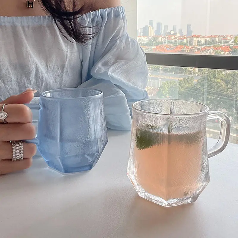 

Frosted Glacier Glass with Handle High Beauty Ins Style Coffee Cup Office Household Female Drinking Cup Whiskey Glass