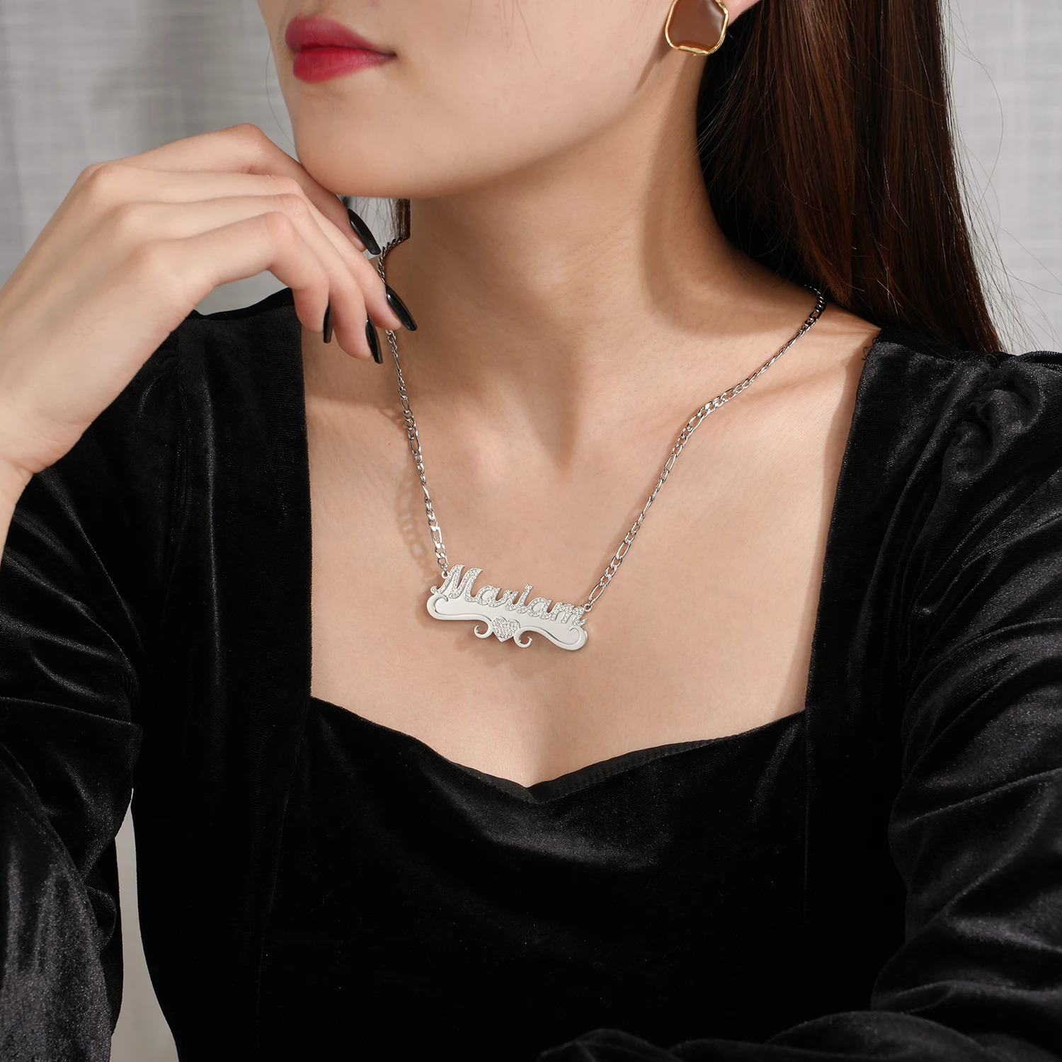 New Customized Name Bling Necklace With Snake Chain Crystal Tiny Name Necklace For Women Personalized Bridesmaids Gift For Her