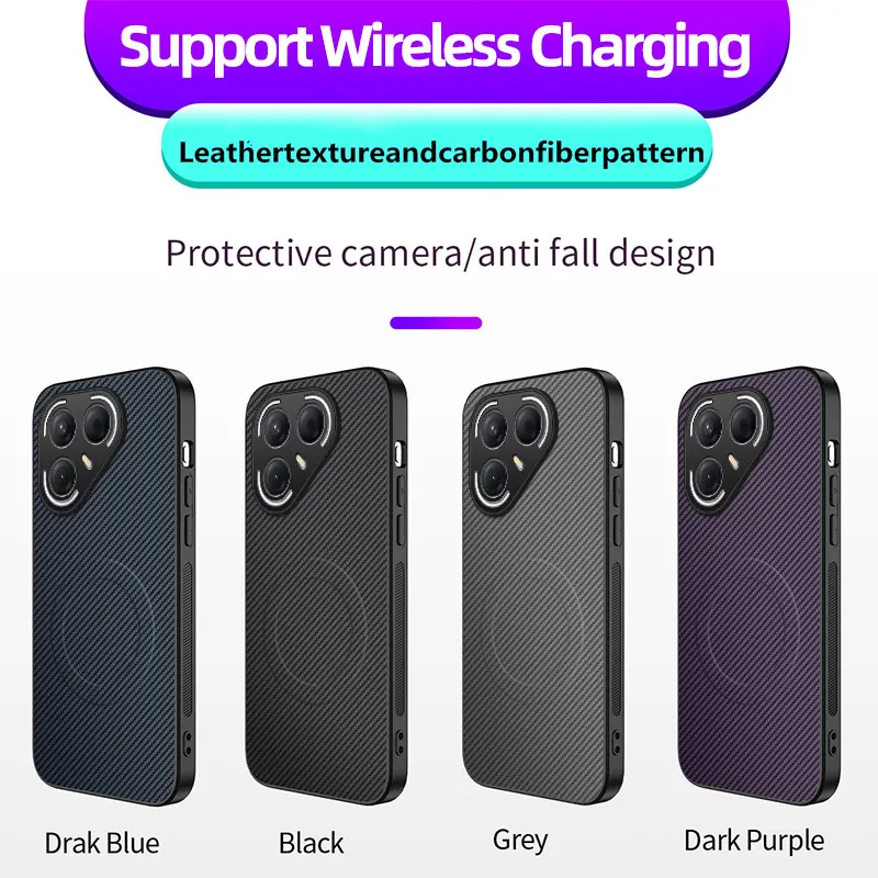 Premium Protective Soft Silicone Carbon Fiber Magnetic Back Case Cover
