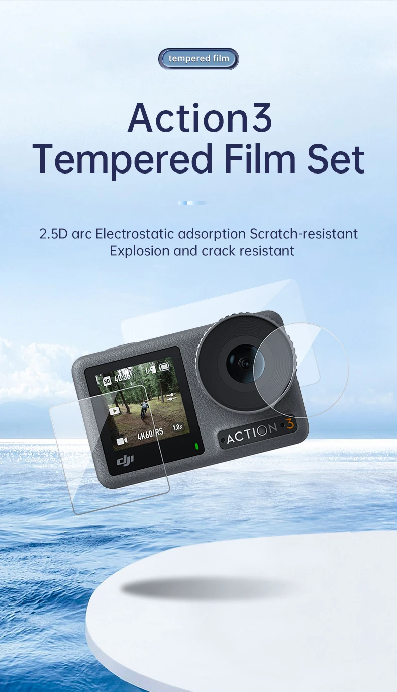 Description Picture 2 of itemTELESIN Tempered Film For DJI Osmo Action 3 Screen Protector Lens Protective Glass Dustproof for Action 3 Camera Accessories