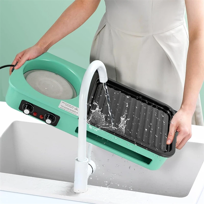 Multifunctional Electric Grills, Smokeless 3 in 1 Korean Style BBQ Hot Pot Multi cooker Machine, Non-Stick Electric Baking Pan 5