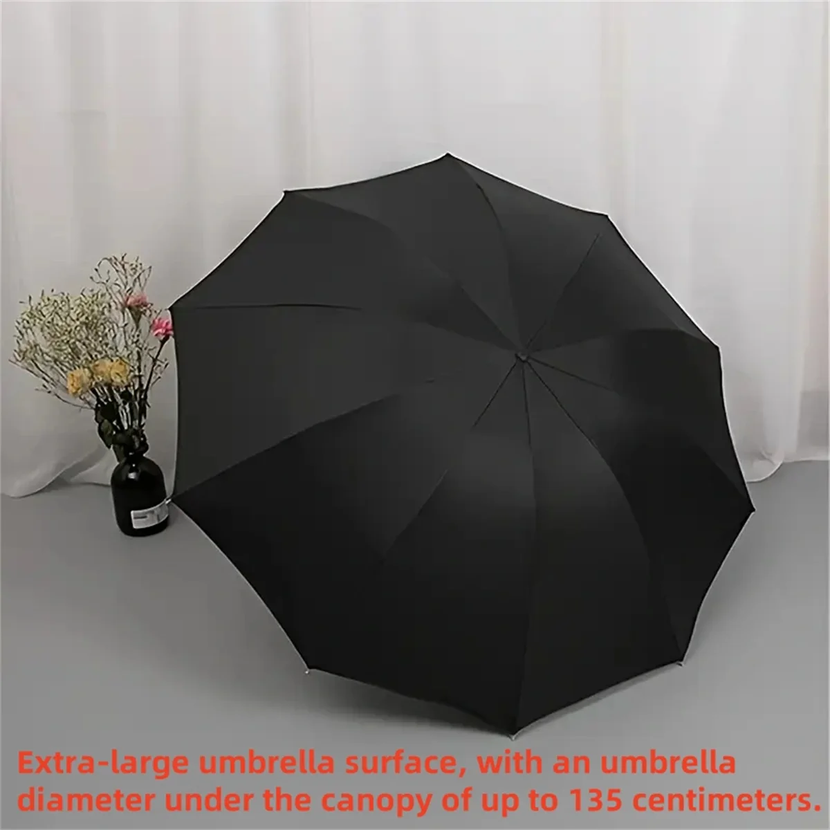 Large size super large umbrella for men and women, three-person double-use umbrella for sun and rain, strengthening, student fol 4