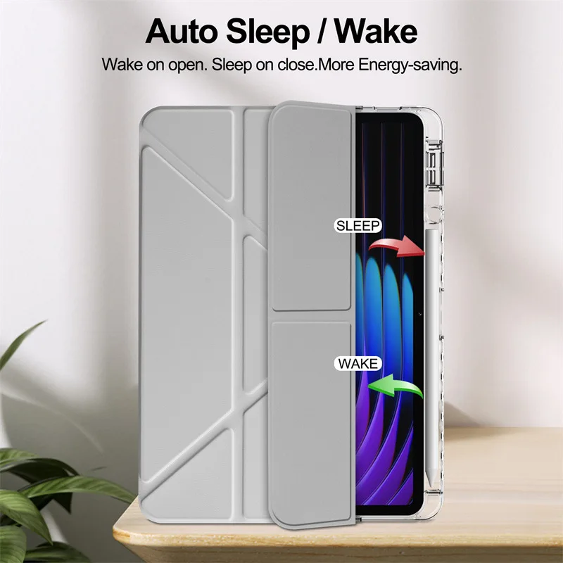 Clear Hard Acrylic Tablet Case with Pencil Holder and Stand Feature