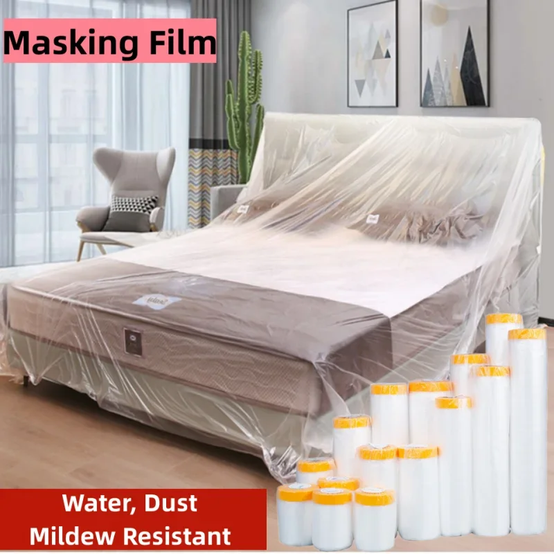 Cubierta antipolvo desechable para muebles, Protector de tela antipolvo con  cinta de plástico, para el hogar, cama, sofá, armario - AliExpress