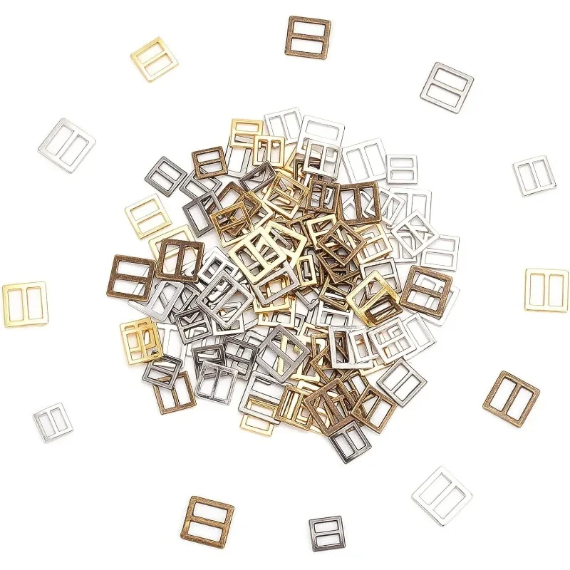 120 Mini Fibbie Tri-Glide Per Cinture Fai Da Te, 4 Colori Misti (Nero, Oro, Argento, Bronzo) - 4mm