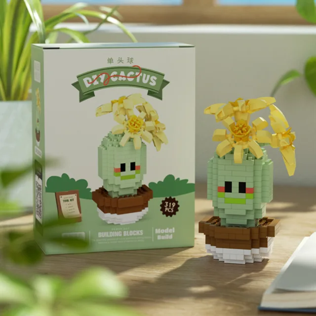 New Creative Fun Cartoon Characters Micro Diamond Building Blocks Cactus Nano Brick Potted Plant Building Educational Toy Gift 10
