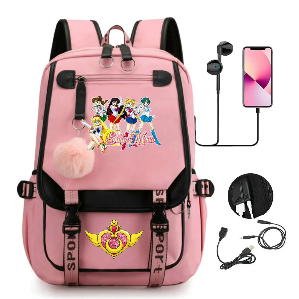 Sailor Moon Anime School Bag Fashion Book Backpack Trendy College Cool Female Plaid Backpack Women Laptop Bag Best Gift 5