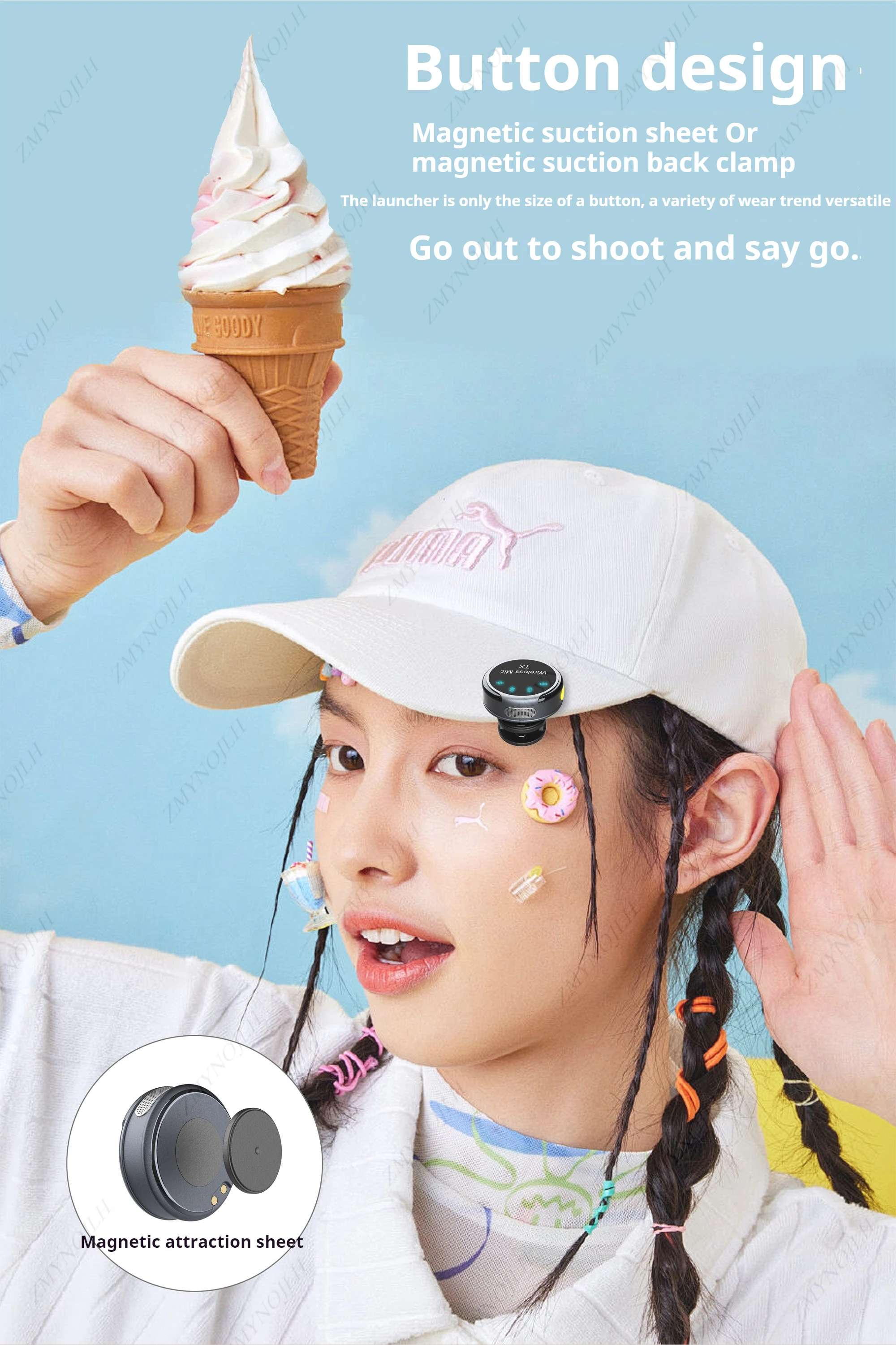 새로운 자기 무선 라 발리에 마이크 소음 차단 목걸이 방풍 캡 스마트 폰용 오디오 비디오 녹화 마이크