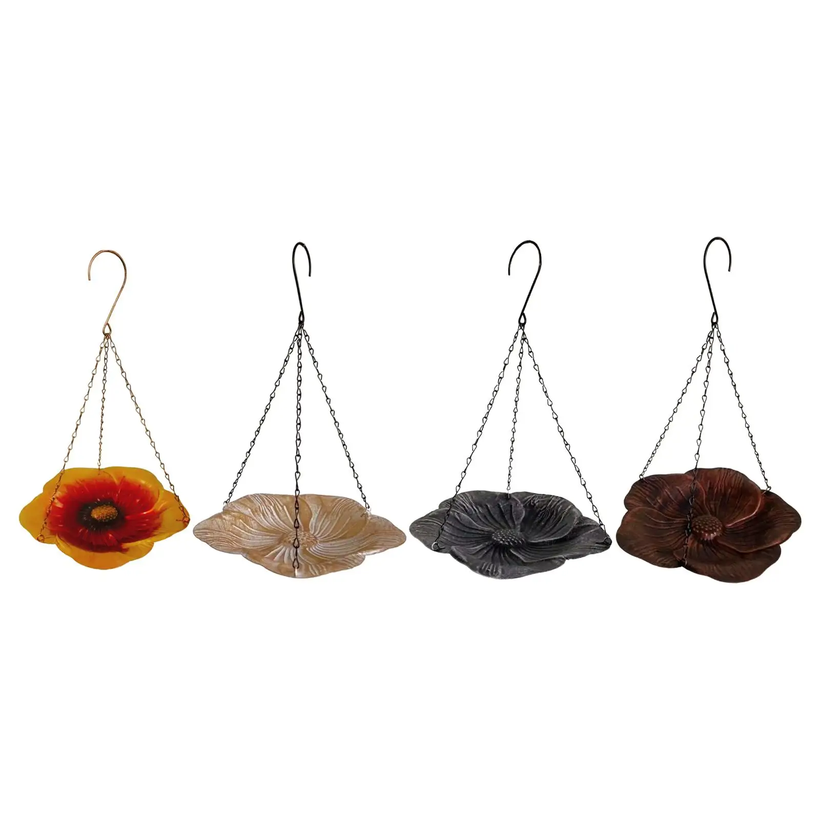 Outdoor Hanging Bird Feeder Iron Bird Bath Sturdy Floral Decor Garden Decoration Food Holder for Porch Lawn Balcony Yard