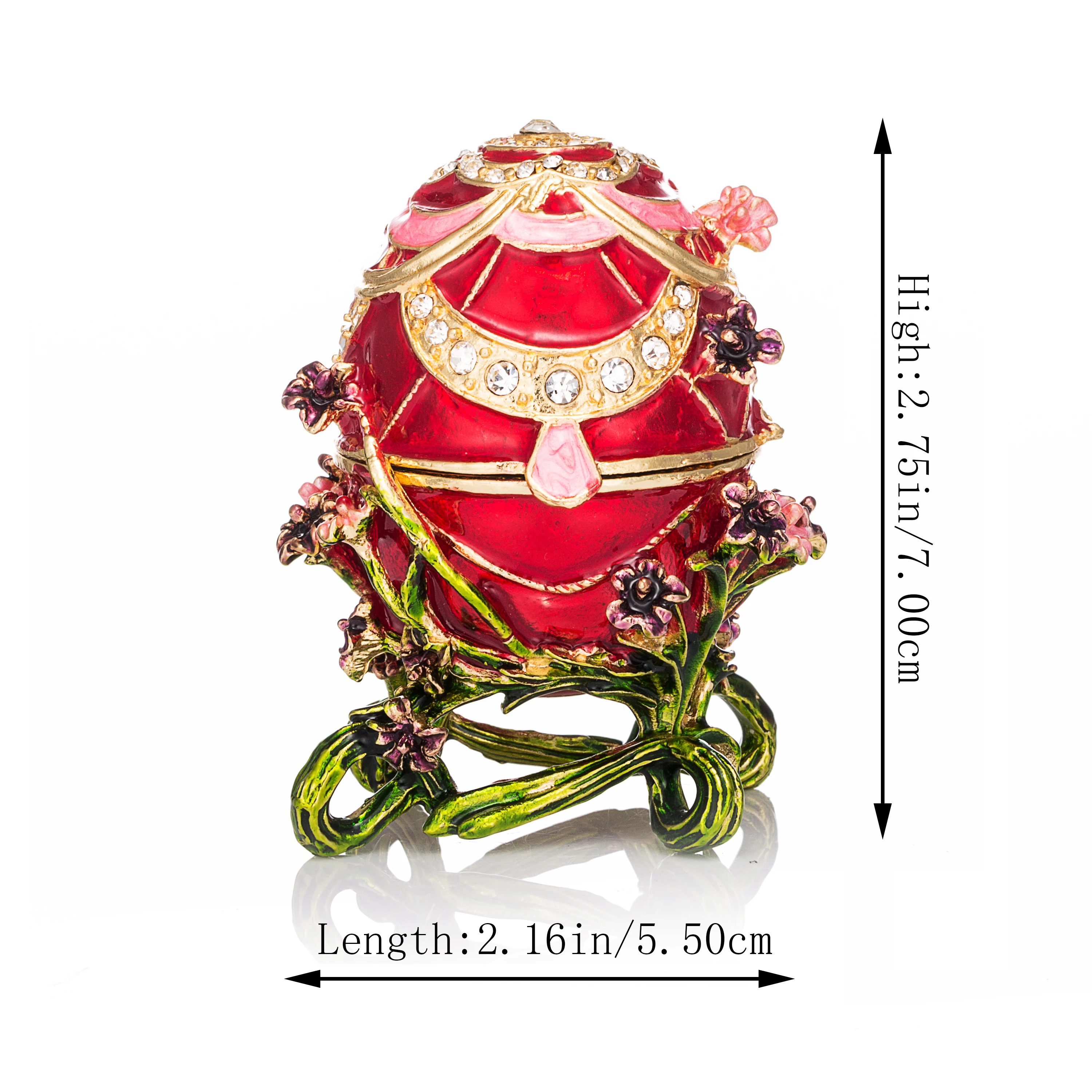 Qifu Nuovo Rosso Faberge Egg Box Trinket Per Il Complementi Arredo Casa Regali