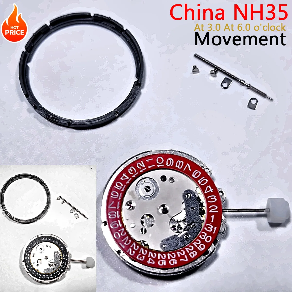 중국산 NH35 무브먼트는 일본산 NH35 무브먼트를 대체할 수 있습니다. 날짜 표시는 3시, 6시 방향에 있습니다. 고정밀 자동 기계식 NH35A