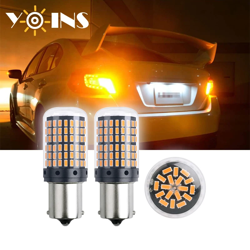 

2pcs 1156 LED Turn Signal Light 12V BA15S 3014 144 SMD Non Polarity Canbus No Error High Brightness Car Reverse Brake Bulb Lamp