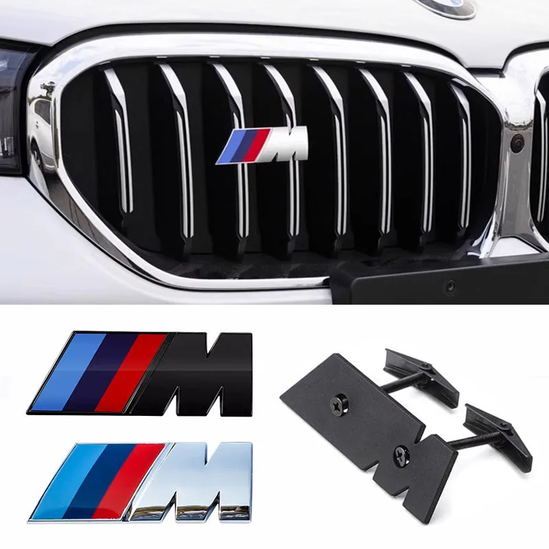 3D M 엠블럼 자동차 전면 그릴 배지 액세서리, BMW E46 E90 E60 F10..
