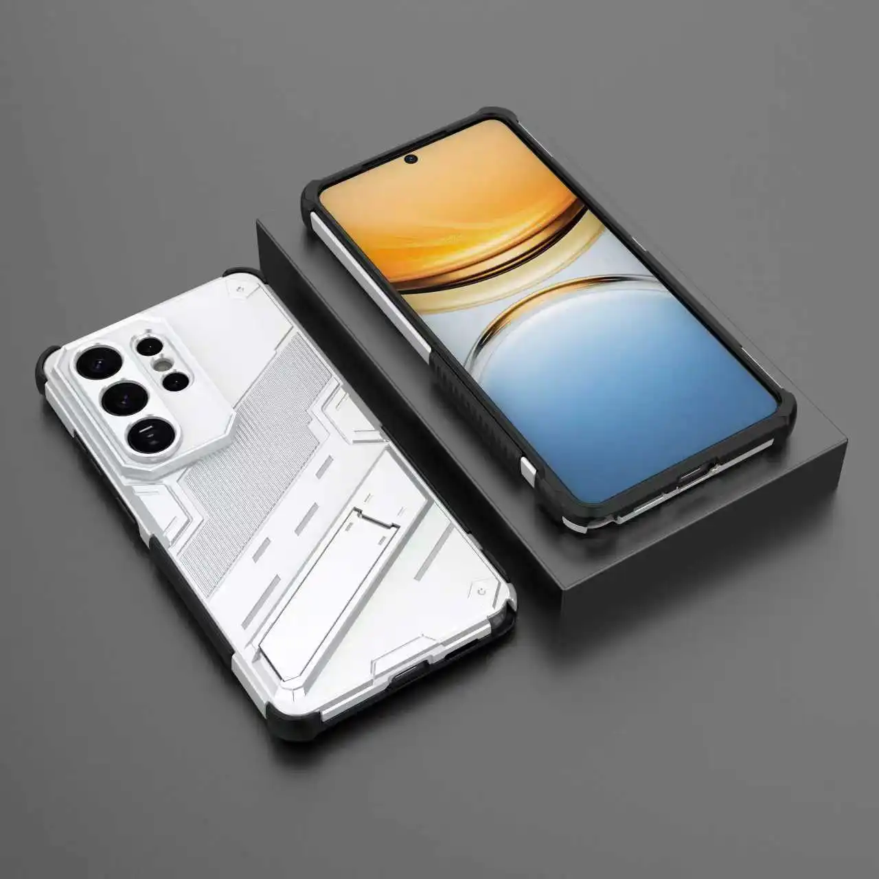 Armor Shockproof Phone Case with Holder and Lens Protection