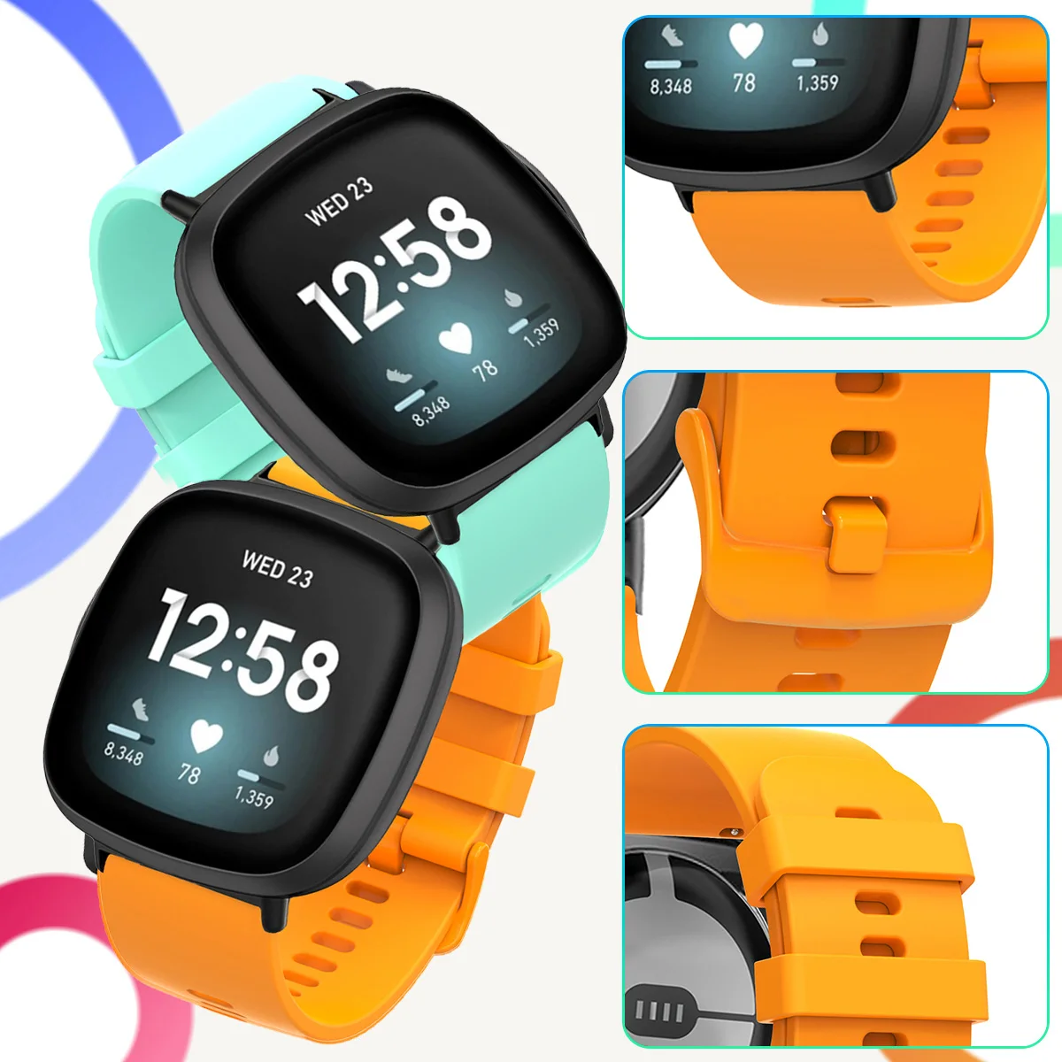 Silicone Sport Watch Band with Pin Buckle - Soft Replacement Bracelet