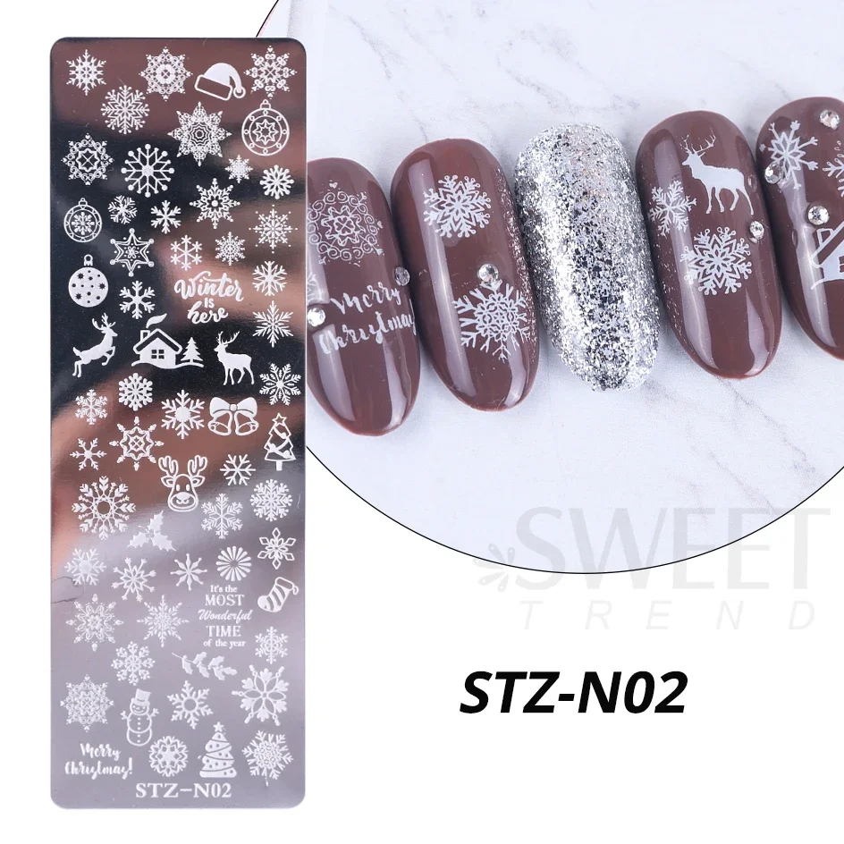 Nagelkunst-Stempelplatte Schneeflocke Winter Weihnachten Rosen Blätter Schmetterling Design für Nagellack-Druck Vorlagen Werkzeuge Zubehör – Detail 7