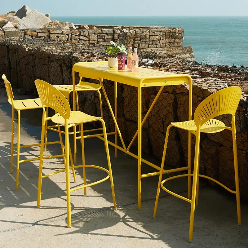 Yellow Industrial Bar Stools Nordic Outdoor Minimalist Modern High Chairs Comfortable Single Taburetes De Bar Home Furniture