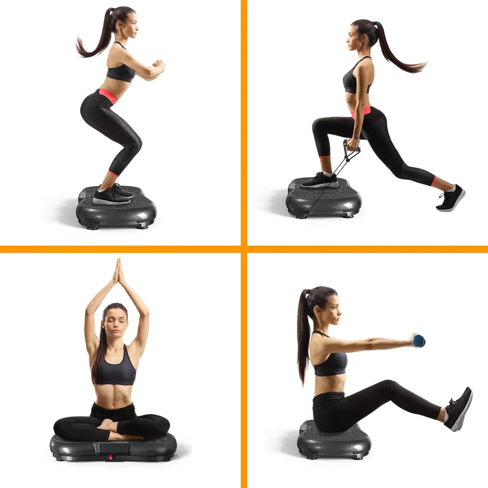 Bigzzia Vibration Plate Exercise Machine 10 Mode Whole Body Workout Vibration Fitness Platform with Jump Rope Bluetooth Speaker