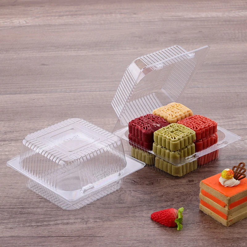 50/100PCS Disposable Plastic Cake Boxes Food-grade Clear Pastry Containers Dessert Cheesecake Packaging Boxes For Wedding Supply